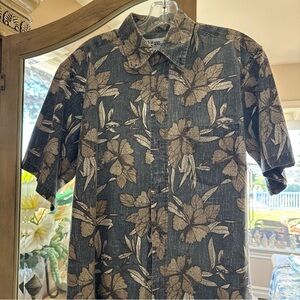 Reyn Spooner Black and Brown Floral Shirt